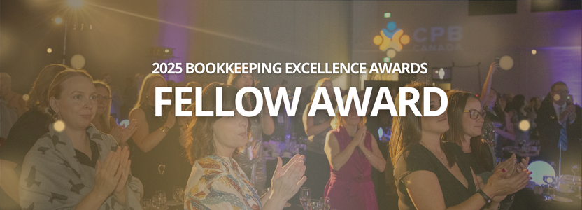 Fellow Award Banner | 2025 Bookkeeping Excellence Awards | background image: Audience clapping