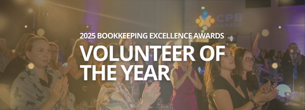 Volunteer of the Year 2025 Bookkeeping Excellence Awards | background image: Audience clapping