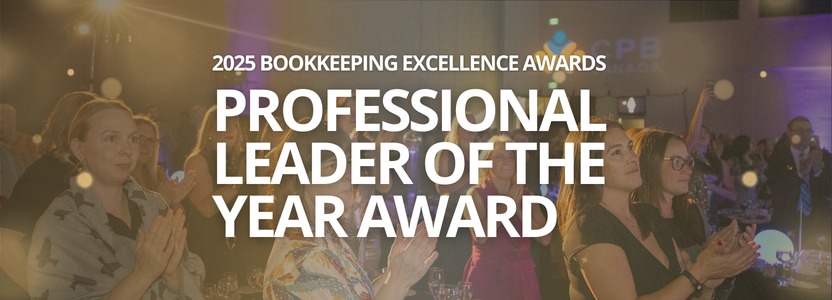 Professional Leader of the Year Banner 2025 Bookkeeping Excellence Awards | background image: Audience clapping