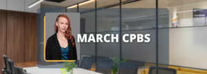 March CPBs | Image: Headshot of a new CPB, blurred image of an office in the background.